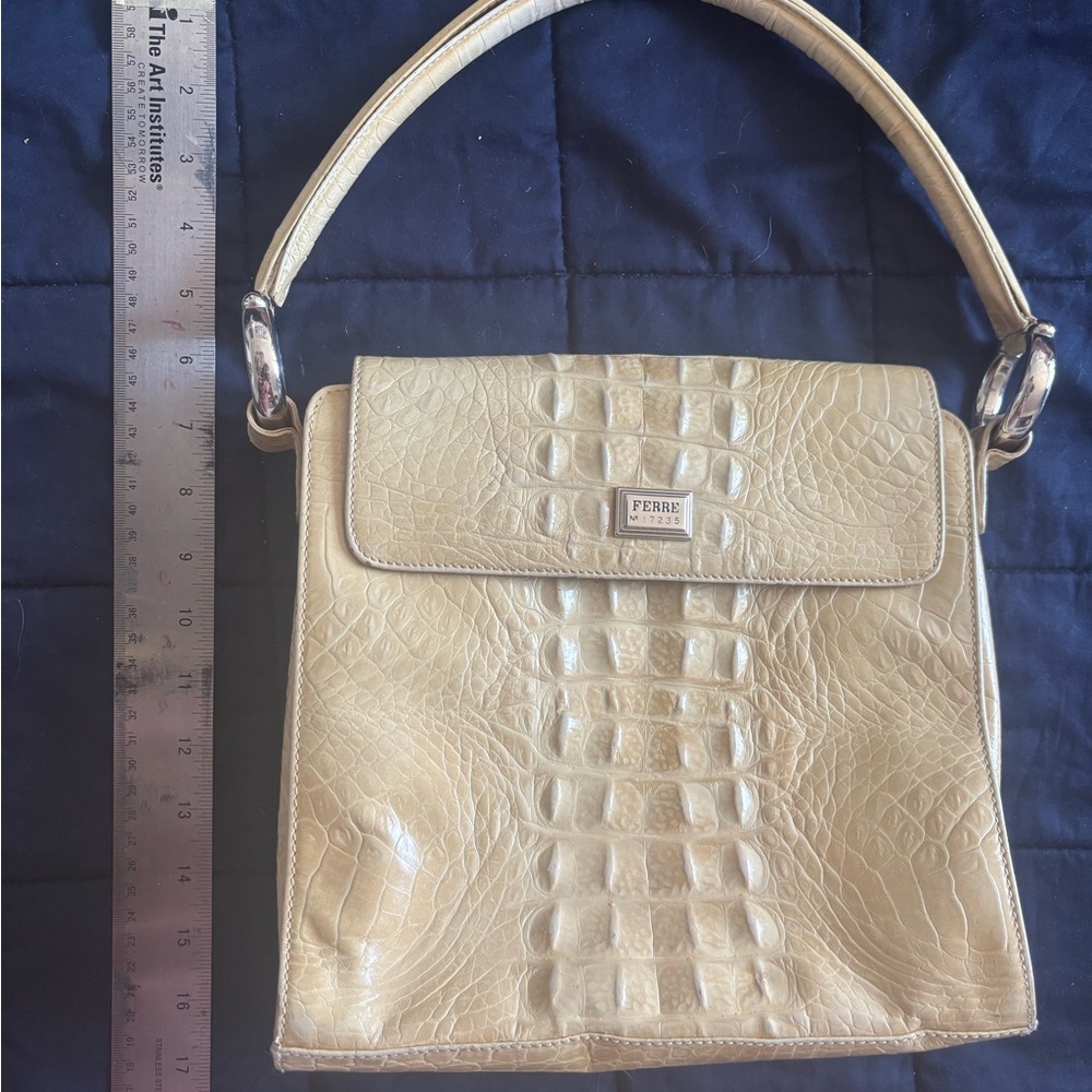 Gianfranco Ferre Vintage Cream Crocodile Bag